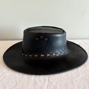 The Original Rogue Handcrafted Black‎ Leather Cowboy Hat Sun Hat